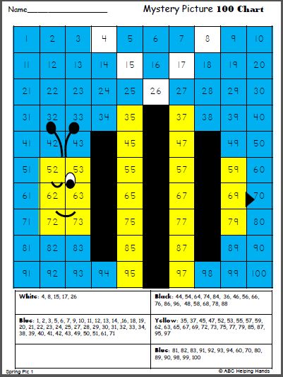 Free Bumble Bee 100s Chart Mystery Picture (3 pages) 120 Chart Mystery Pictures Free, Hundreds Chart Mystery Picture Free, 100 Chart Mystery Picture Free, Math Mystery Pictures Free, Mystery Pictures Free, Ixl Math, 100s Chart, Pattern Practice, Thanksgiving Pattern