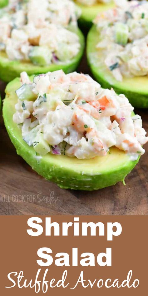 Shrimp Salad Recipes Healthy, Avocado Recipes Healthy, Stuffed Avocados, Will Cook For Smiles, Stuffed Avocado, Sea Food Salad Recipes, Shrimp Avocado Salad, Flavorful Shrimp, Shrimp Salad Recipes