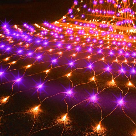 PRICES MAY VARY. Halloween Net Lights: Orange & Purple net decorative lights, come with super bright 360 LEDs and UL Certified adapter. 30V low voltage plug, safety voltage for human body. Enjoy the twinkling net lights pleasantly. Mesh panel size 12ft x 5ft with 16.5ft lead cable. Can be extended to a maximum of 3 light chains (maximum 1000 LED), to decorate your lighting area with the desired length 8 Modes Settings: This decorative string light has 8 lighting modes for you to choose- combinat Christmas Net Lights, Outside Halloween Decorations, Scary Halloween Decorations Diy, Reindeer Lights, Holiday String Lights, Net Lights, Purple Halloween, Christmas String Lights, Halloween Decorations Indoor