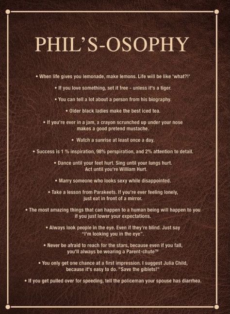 Phils Osophy, Phil Dunphy Quotes, Phil Dunphy, William Hurt, Globe Gift, Personalized Gift Ideas, Small Business Cards, Fathers Day Presents, Ball Markers