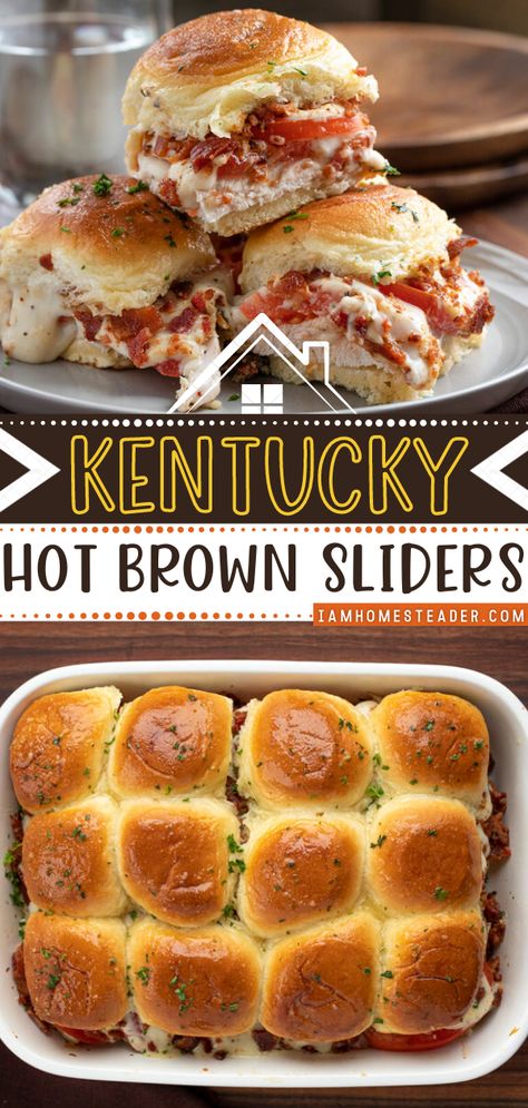 Hot Brown Sliders, Kentucky Hot Brown Sliders, General Tao Chicken, Derby Food, Kentucky Derby Food, Kentucky Derby Recipes, Gameday Food, Derby Recipe, Derby Party Food