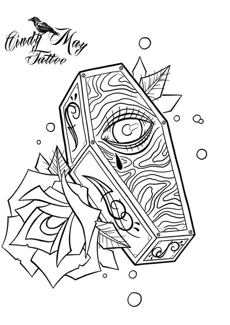 Coffin tattoo..... Coffin Tattoo Simple, Coffin Drawings Simple, Book Tattoo Stencil, Coffin Drawings, Coffin Tattoo Ideas, Traditional Coffin Tattoo, Coffin Outline, Coffin Drawing, Lil Tattoo