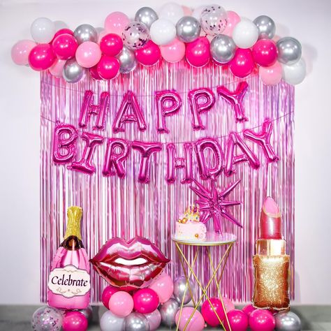 PRICES MAY VARY. What You Receive:You will receive 40pcs 10inch hot pink,white,pink balloons,10pcs 10inch silver balloons, 3pcs 12inch confetti balloons,a 16inch Happy Birthday Banner,4pcs foil balloon, 2 pieces of 3.2x6.5ft hot pink fringe curtains. It also includes a 16 foot chain, 100 adhesive dots, and a silver ribbon plenty of balloons and foil options for your stylish party theme All Inclusive Birthday Decorations:The hot pink party decorations is an all inclusive package featuring balloon Pink Birthday Theme Decor, Early 2000s Party Decorations, Hot Pink Birthday Decorations, 2000s Party Decorations, Hot Pink Birthday Party, Pink Birthday Theme, Pink Birthday Party Decorations, Early 2000s Party, Pink Birthday Decorations