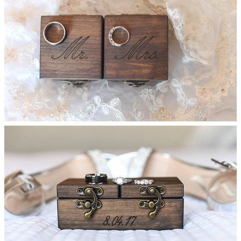 Ring Boxes Diy, Rustic Wedding Ring Bearer, Ring Box Wood, Ring Box Vintage, Rustic Ring Bearers, Ring Bearer Box Rustic, Wood Ring Box Wedding, Wedding Ring Bearer Boxes, Custom Ring Box