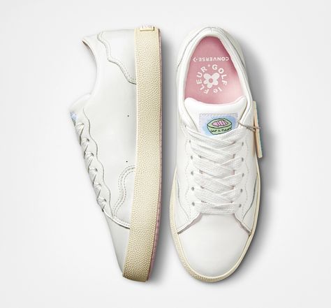 Golf Le Fleur Shoes, Golf Le Fleur Converse, Converse X Golf Le Fleur, Clean White Leather, Limited Edition Shoes, Converse Style, White Converse, Tyler The Creator, Unisex Shoes