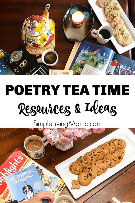 Homeschool Teatime, Tea Time Ideas, Tea Time Outfit, Tea Time Quotes, English Tea Time, Tea Time Illustration, Poetry Tea, Poetry Tea Time, Books And Tea