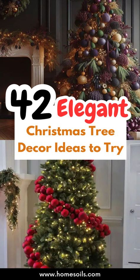 Make the holidays magical with 42 elegant Christmas tree decor ideas that shine! Discover ways to elevate your holiday style—click for festive inspiration! Ornament Garland On Christmas Tree, Christmas Heart Decorations, Christmas Tree With Floral Picks, Twinkle Lights Tree, Red Garland Christmas Tree, Floral Picks Christmas Tree, Red Gold Christmas Tree Ideas, Cardinal Christmas Tree Ideas, Red Gold And Green Christmas Tree