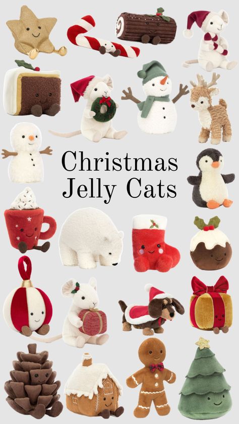 #jellycats #christmas Christmas Jelly, Girly Christmas Gifts, Bored Jar, Jellycat Stuffed Animals, Christmas Bookmarks, Christmas Feeling, Cute Christmas Gifts, Warm Christmas, Christmas Room