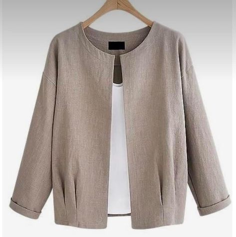 Winter Plus Size, Female Shorts, Women Jackets, Linen Jackets, Mode Casual, Basic Jackets, Linen Jacket, Fashion Design Clothes, Short Coat