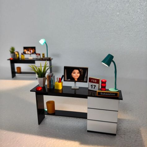 Office table or study table personalized miniature Copyright ©️ Great for gifting and home decor Unique gifting options for, 1. For a colleague's farewell 2. For teachers 3. For students 4. Use as premium return gifts for corporate and universities 5. Use as a Birthday gift to your kids 6. Use as home or office decor DM or WhatsApp 9886047119 to know more about our products Do check out WhatsApp catalogue for product and cost details #studytable #officetable #tableminiature #f... Aesthetic Crafts, Album Layout, Wood Houses, Photo Album Layout, Table Top Lamps, Acrylic Painting Flowers, Return Gifts, Baby Planning, Photo Shop