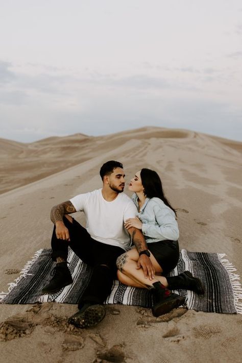 Edgy Black Outfits, Sand Dunes Engagement Photos, Las Vegas Engagement Photos, Sand Dunes Photoshoot, Vegas Engagement, Las Vegas Engagement, Prompt Ideas, Photo Prompts, Photography Advice