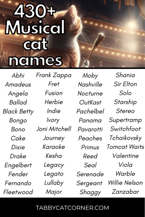 Lynyrd Skynyrd Lyrics, Musical Names, Cat Name Ideas, Cat Symbolism, Panda Names, Cute Cat Names, Luther Vandross, Cats Musical, Name Inspiration