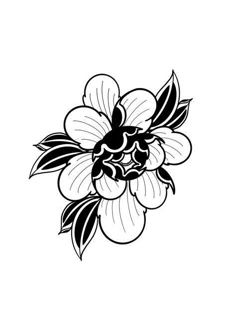 Old School Flowers Tattoo, Old School Flower Tattoo Black, Traditional Flower Tattoo Design, Old School Flower Tattoo, Blackwork Tattoo Design Drawings, Black Flower Tattoo, Abstract Tattoo Ideas, Illusion Tattoos, Optical Illusion Tattoos