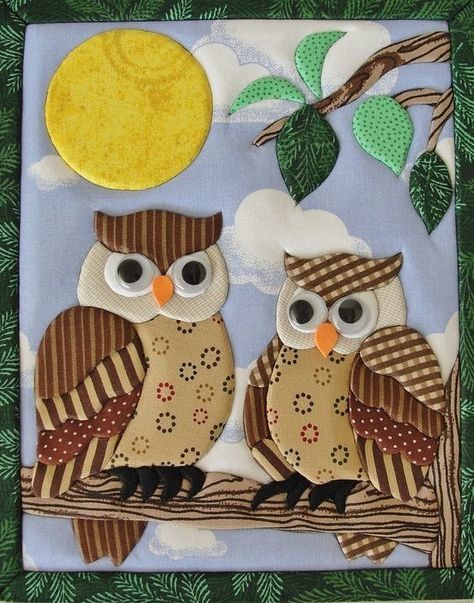 Owl Quilts, Owl Quilt, Owl Applique, Applique Quilt Patterns, Bird Quilt, Owl Crafts, Applique Quilting, Animal Quilts, Owl Patterns