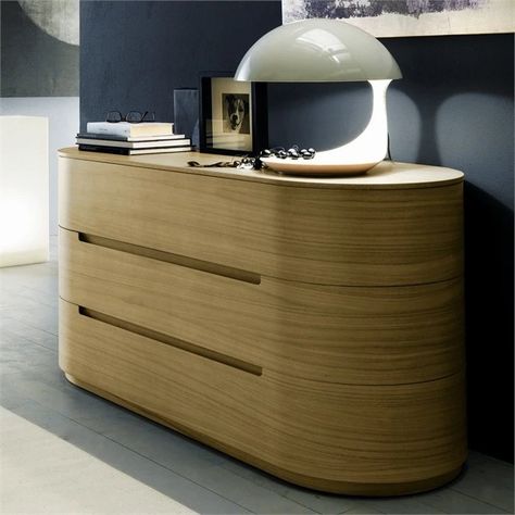 A chest of drawers with rounded body lines, Globo - Presotto - Luxury furniture MR Bedside Table Round, Simple Bedside Tables, Table Round, European Furniture, Luxury Art, Furniture Outlet, Bedside Tables, Luxury Furniture, Wood Colors