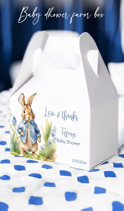 Peter rabbit baby shower favors personalized favor box cute bunny spring baby shower favor box Edible Baby Shower Favors, Goodies Bag, Personalized Favor Boxes, Peter Rabbit Party, Personalized Baby Shower Favors, Baby Shower Deco, Baby Boy Shower Favors, Baby Shower Favors Girl, Bunny Baby Shower