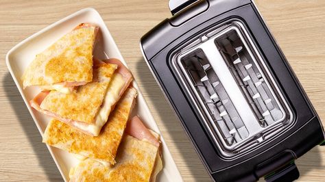 The Toaster Tortilla Hack That'll Make Crispy Quesadillas In A Flash — Tasting Table Toaster Tortilla, Tortilla Sandwiches, Tortilla Sandwich, Make Your Own Flour, Tortilla Hack, Maple Mustard, Sandwich Toaster, Sandwiches For Lunch, Tasting Table