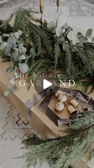 Diy Christmas Greenery, Diy Real Garland Christmas, Making Garland Greenery, Best Faux Christmas Garland, Eucalyptus Christmas Decor, Eucalyptus Stair Garland Christmas, Diy Christmas Mantle, Pine Eucalyptus Garland, Faux Cedar Garland