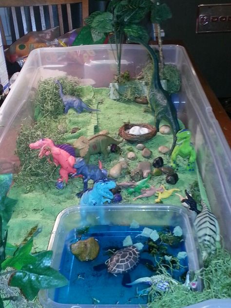 Dinosaur habitat Fairy Garden Design Ideas, Dinosaur Garden, Dinosaur Projects, Dinosaurs Preschool, Dinosaur Play, Outdoor Play Areas, Fairy Garden Designs, Dinosaur Activities, Dinosaur Crafts