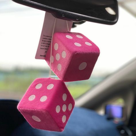 Fuzzy Car Dice, Fuzzy Dice Aesthetic, Pink Fuzzy Dice Car, Car Dice Aesthetic, Fuzzy Dice For Car, Aesthetic Arcade, Car Dice, Fuzzy Dice, 2023 Wishlist