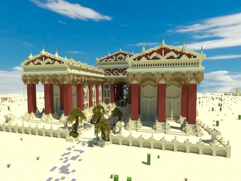 Minecraft Greek Temple, Minecraft Castle Blueprints, Desert Temple, Mc Mods, Northwest Style, Minecraft Castle, Greek Temple, Minecraft Plans, Minecraft Map