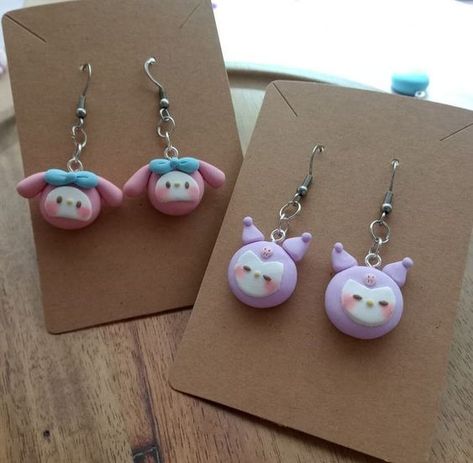 Clay Moulding, Polymer Clay Kawaii, Hand Painted Beads, Kawaii Crafts, Diy Earrings Polymer Clay, Cute Nail Art Designs, Handmade Clay Jewelry, Cute Polymer Clay, Cute Clay