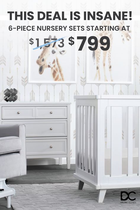 Customize Your Dream Nursery for Only $799! All Sets Include a Crib, Dresser, Glider, Mattress, Crib Sheets, Mattress Pad (PLUS FREE SHIPPING!) Straight From The #1 Brand in Baby Furniture for Over 50 Years. And 10% of All Profits Go Toward Improving the Lives of Children! Woodland Nursery White Crib, Diy Nursery Furniture, Baby Boy Nursery Themes Jungle Crib Bedding Sets, Nursery Bedroom Ideas, Farm Animals Crib Bedding, Giraffe Nursery Bedding, Baby Boy Crib Bedding Nautical, Twins Nursery, Baby Decorations