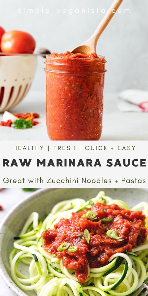 Vegan Marinara Sauce, Raw Vegetables Recipes, Raw Vegan Recipes Easy, Simple Veganista, Raw Vegan Dinners, Raw Vegan Meals, Raw Food Diet Plan, Raw Food Cleanse, Raw Meals