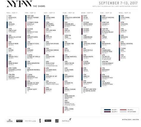 Stylish New York Fashion Week Spring 2018 Schedule | Stylelista Confessions Nyfw September, Claudia Li, Fashion Week Schedule, Week Schedule, Ny Fashion, New York Style, The Plaza, Creating A Blog, Instagrammer