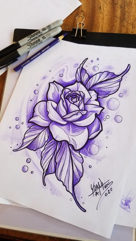 Hip Tattoo Drawings, Purple Flower Drawing, Roses Reference, Drawings Vintage, Tattoos Quote, Tattoos Abstract, Rose Tattoo Stencil, Tre Kunst, Abstract Tattoos