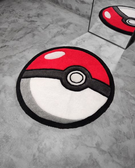 Pokeball Rug 💥 . . . #pokeball #pokemon #pikachu #gaming #pokemonfanart #anime #customrug #tufting #handmade #cartoons #decorideas #decoration Pokemon Room Ideas, Pokemon Bathroom, Pokemon Decor, Tufting Ideas, Pokemon Room, Tufting Diy, Old Pokemon, Pokemon Pikachu, Boy Bedroom