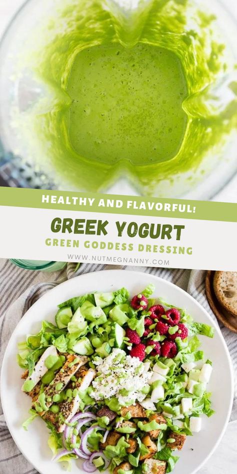 Low Calorie Green Goddess Dressing, Greek Goddess Dressing, Yogurt Dressing Recipe, Greek Yogurt Dressing Recipes, Greek Yogurt Salad Dressing, Healthy Dressing Recipes, Goddess Dressing Recipe, Green Salad Dressing, Green Goddess Salad Dressing