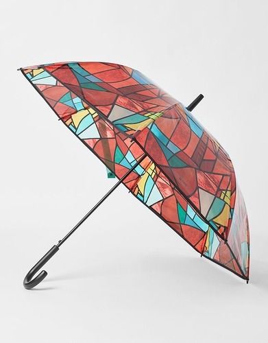 Transparent umbrella with print of the stained-glass windows of the Basilica, a work by the artist Joan Vila Grau. Stained Glass Umbrella, Sun Catcher Umbrella, Umbrella Installation, Traditional Multicolor Umbrella For Festival, Transparent Umbrella, English House, House Museum, Inspiration For Kids, Stained Glass Windows