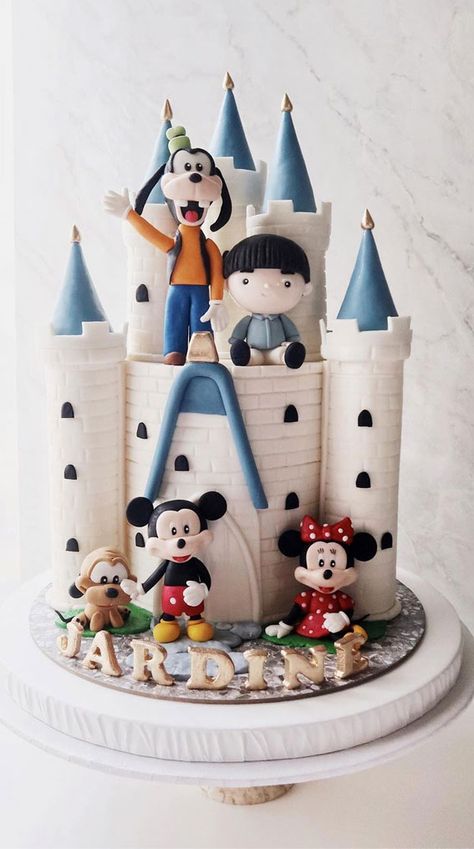 Disney Cake For Adults, Disney World Cake Ideas, Disneyland Theme Birthday Cake, Disney World Cakes Birthday, Pretty Cake Decorating, Walt Disney World Birthday Cake, Disneyland Cake, Disney Castle Cake, Cake Bridal Shower