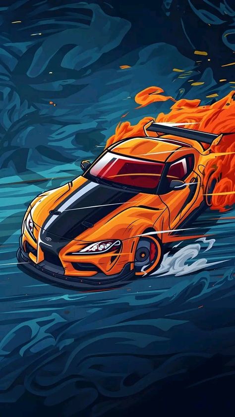 Mk5 Supra Wallpaper 4k, Toyota Cars Wallpaper, Car Art Wallpaper, Toyota Supra Wallpaper, Car Illustration Art, Supra Wallpaper, New Toyota Supra, Kereta Sport, Famous Structures