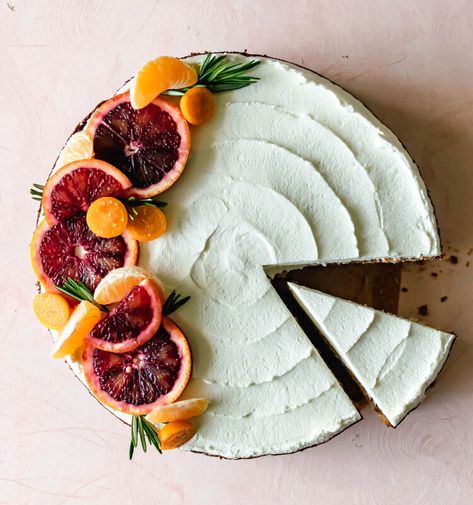 Blood Orange and Rosemary Snack Cake — Gathered At My Table - seasonal baking recipes with a creative twist Winter Citrus Desserts, Blood Orange Recipes, Semolina Flour, Seasonal Baking, Pastry School, Olive Oil Cake, Winter Desserts, Orange Cake, Cake With Cream Cheese