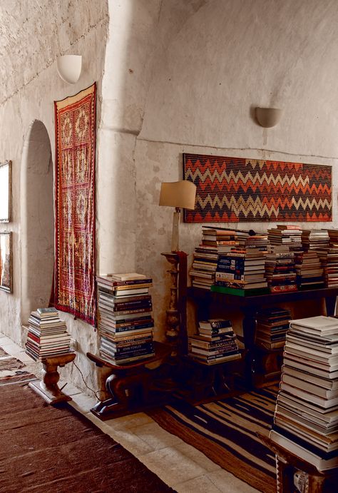 Stack Of Books On Floor, Books Stacked On Floor, Books On Floor, Nina Freudenberger, Fortuny Fabric, Ceiling Shelves, Classic Library, Create This Book, Bookcase Organization