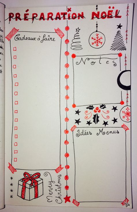 BuJo, Noël, christmas, Bullet Journal, cadeaux, liste Christmas Bullet Journal, Bullet Journal Christmas, December Bullet Journal, Christmas To Do List, Bullet Art, Bujo Layout, Bullet Journel, Bullet Journal Page, Christmas Journal