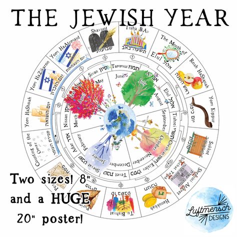 Rhythm of Jewish Life Calendar, both 8" AND 18" by Luftmensch Designs | Teachers Pay Teachers Jewish Holiday Calendar, Hebrew Months, Jewish Beliefs, Hebrew Education, Gregorian Calendar, Life Calendar, Jewish Temple, Messianic Jewish, Jewish Calendar