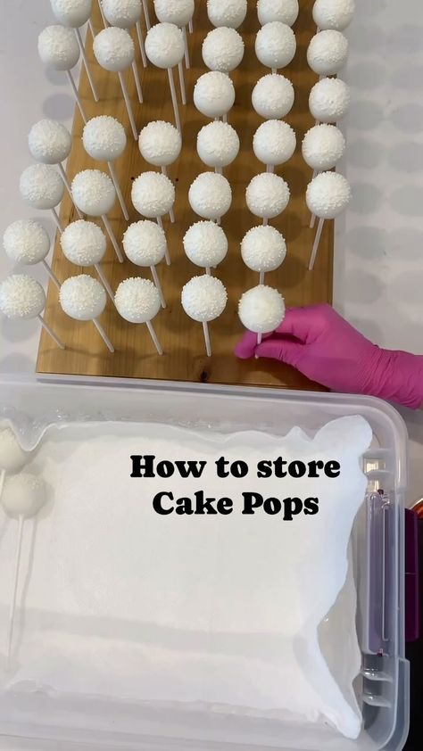 Sweet Whimsy Shop | Cake Pops | Bakery & Tutorials | How do I store unwrapped cake pops? I get this question a lot (and first posted this video in 2022). Almost always, as soon as I finish... | Instagram 40th Birthday Cake Pops, Diy Cake Pop Stand Dollar Store, Engagement Cake Pops, Wedding Cake Pops Ideas, Cake Pop Display Ideas, Wedding Cake Pops Favors, Making Cake Pops, Elegant Cake Pops, Cake Pop Favors