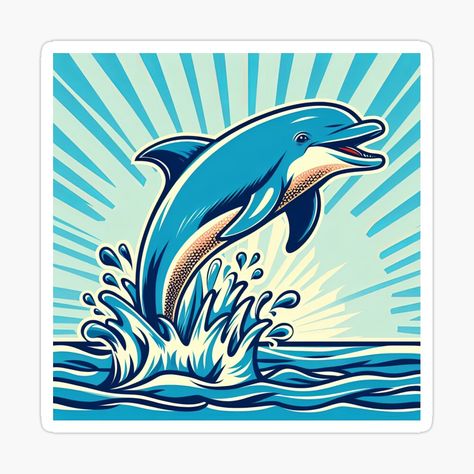 Get my art printed on awesome products. Support me at Redbubble #RBandME: https://www.redbubble.com/i/sticker/Joyful-Dolphin-Pop-Art-Style-by-artofuniverse/163652144.EJUG5?asc=u Dolphin Illustration, Sticker Design Inspiration, Pop Art Style, Powerful Art, Dolphins, Art Style, Fashion Art, Sticker Design, Pop Art