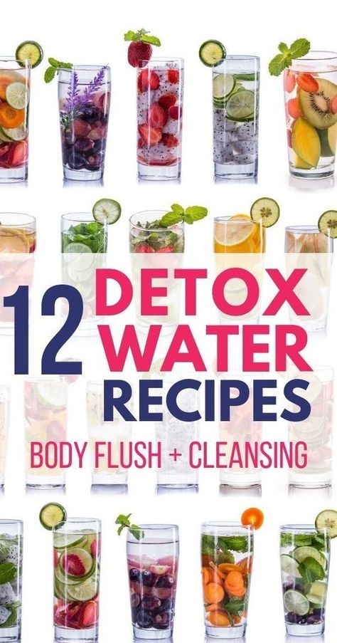 DIY detox water recipes to help with body flush and cleansing Best Detox Water, Detox Kur, Body Flush, Full Body Detox, Detox Juice Recipes, Natural Detox Drinks, Easy Detox, Smoothie Detox, Detox Water Recipes