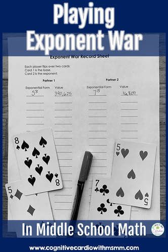 Playing exponent war in middle school math class. Math Bulletin Boards Middle School, Math Exponents, Exponent Activities, Math Games Middle School, Maths Activities Middle School, Math Classroom Decorations, Sixth Grade Math, Middle School Math Classroom, Learn Math