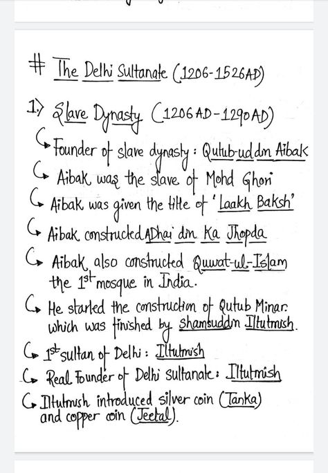 Delhi Sultanate History Notes, Delhi Sultanate Mind Map, History Of Modern India, Upsc Notes, Delhi Sultanate, Ias Study Material, General Studies, Biology Worksheet, Competitive Exam