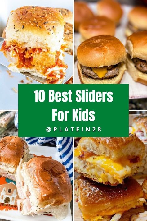 four types of sliders Sliders For Kids, Old Fashioned Sloppy Joes, Old Fashioned Sloppy Joe Recipe, Best Sliders, Turkey Burger Sliders, Chicken Parmesan Sliders, Easy Slider, Best Vegan Cheese, Mini Sliders