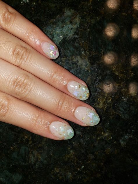 Butterfly Sequin Nails, Ombre Nails With Butterfly, Encapsulated Nails Flowers, Sequin Nails, Nails With Butterfly, Glitter Ombre Nails, Encapsulated Nails, Ombre Nails Glitter, Glitter Ombre