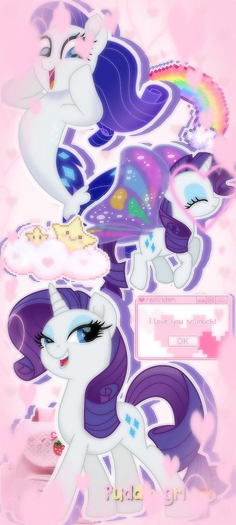 Mlp Rarity, Pink Wallpaper Hello Kitty, My Little Pony Poster, My Little Pony Wallpaper, My Lil Pony, Mlp Fan Art, Kawaii Core, My Little Pony Drawing, Rainbow Wallpaper