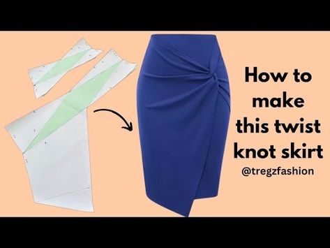 Easiest twist knot skirt pattern making and sewing - YouTube Side Knot Skirt, Twisted Skirt Pattern, Twist Knot Skirt Pattern, Knot Skirt Pattern, Maxi Skirt Tied In Knot, Skirt Pattern Making, Knotted Maxi Skirt, Knot Skirt, Twist Styles