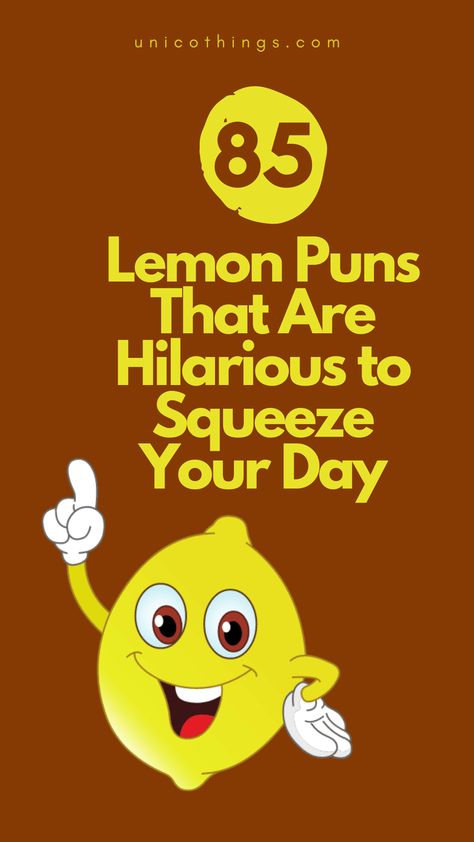 Squeeze out some laughter with these funny lemon puns and zest up your day with a citrusy burst of tangy jokes. #lemonpuns #citrushumor Lemon Jokes, Lemon Puns, Lemon Quotes, Lemon Shirt, Double Entendre, Witty Comebacks, Funny Names, Funny Couples, Funny Puns