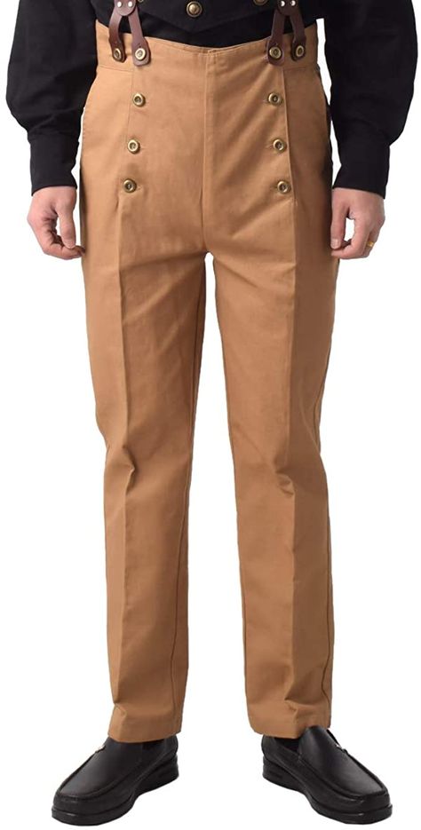 Amazon.com: BPURB Mens Victorian Pants Medieval Renaissance High Waist Steampunk Pants Trousers Architect Pants Khaki: Clothing Victorian Pants Mens, Victorian Fashion Male Poor, Steampunk Trousers, Medieval Pants Men, Victorian Pants, 1800 Mens Pants, Victorian Male, 1920 Men, Steampunk Pants